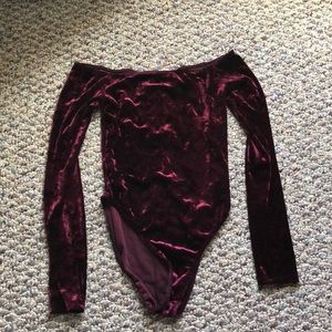 Velvet off the shoulder bodysuit